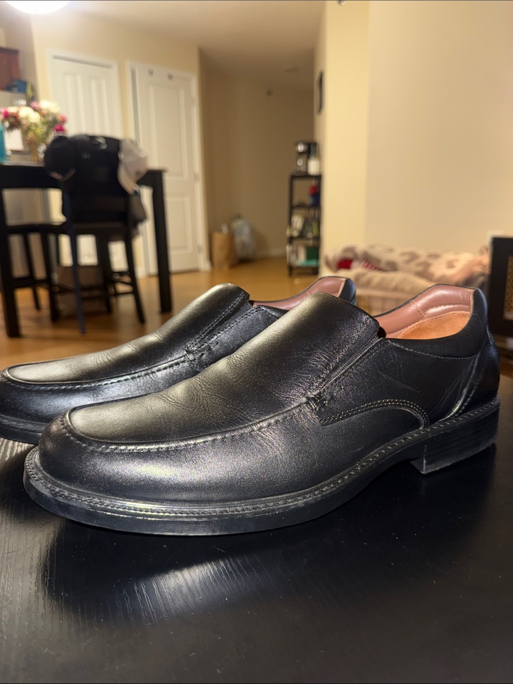 Men’s Black Leather Slip-On Dress Shoes